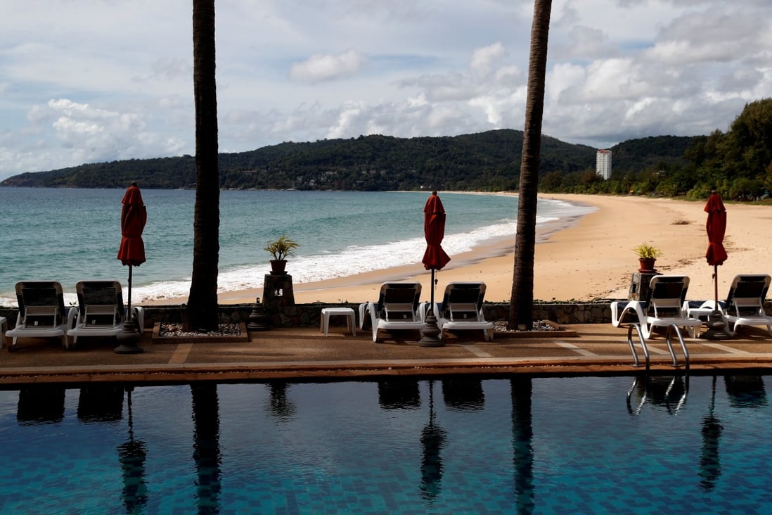 Thai authorities are hoping tourists will soon return to empty hotels and beaches, like this one in Phuket. Photo: Reuters