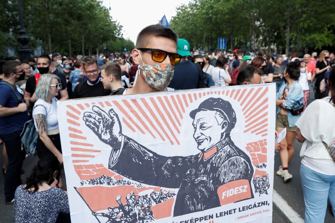 Thousands demonstrated in Budapest on Saturday in protest against a planned satellite campus for Shanghai’s Fudan University. Photo: Reuters