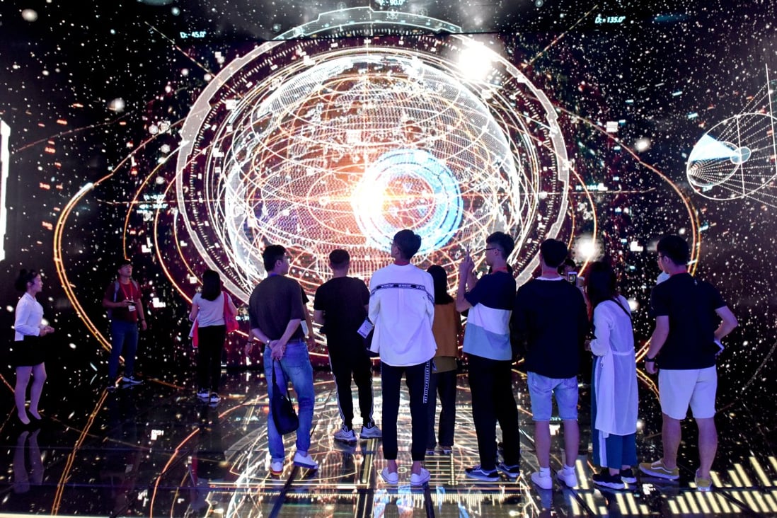 University students visit a big data exhibition in Huainan, a city in eastern China's Anhui province. Jobs in Big Tech remain the most attractive employment for many university students, according to a new Universum survey. Photo: Xinhua