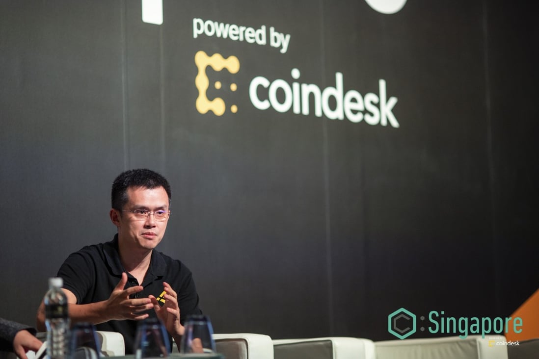 Zhao Changpeng, the founder and chief executive of cryptocurrency exchange operator Binance, speaks at the Consensus: Singapore event in September. Photo: Handout