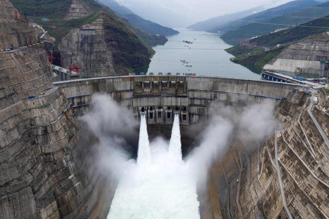 The Baihetan hydropower plant in operation on Monday. Photo: Reuters