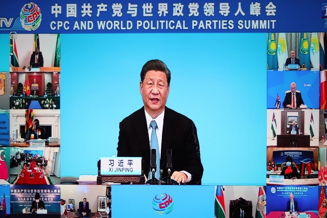 Chinese President Xi Jinping addresses the World Political Parties Summit on Tuesday. Photo: Simon Song
