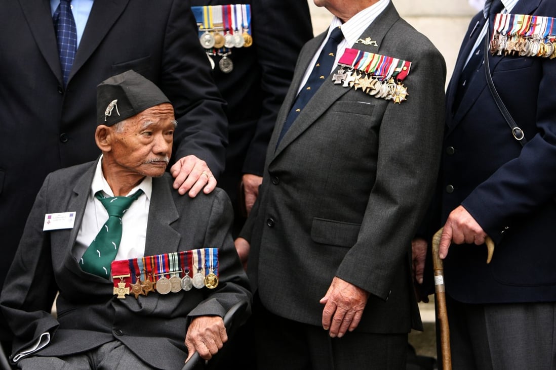 Captain Lachiman Gurung, a Gurkha who received the Victoria Cross, the British army’s highest honour, marks Veterans Day in London. Photo: AFP