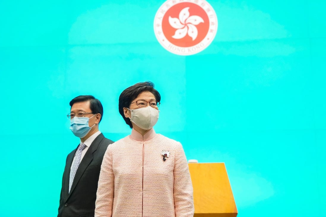 Hong Kong leader Carrie Lam (right) and her deputy, former security chief John Lee. Photo: Winson Wong