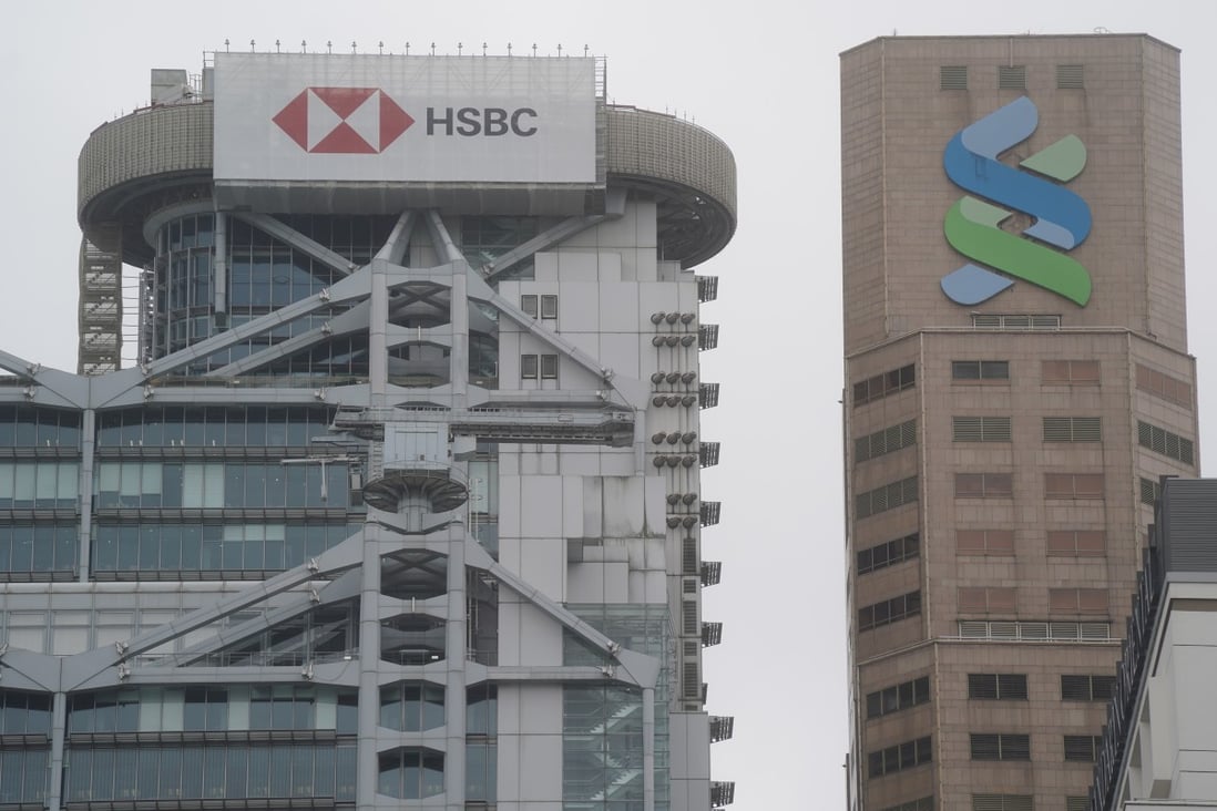 The main buildings of HSBC and Standard Chartered in Hong Kong's Central district. Their main regulator in the United Kingdom has removed guardrails that limited dividend payouts by the banks. Photo: Sam Tsang