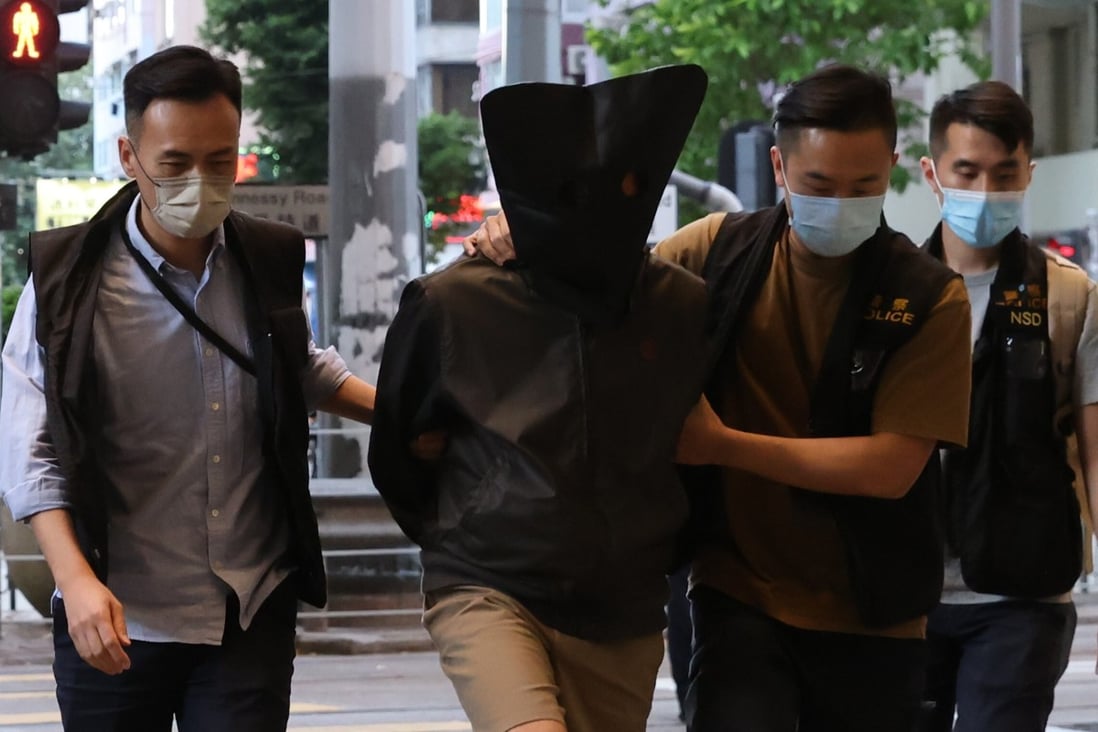 One of the five suspects arrested by national security police on Monday. Photo: May Tse