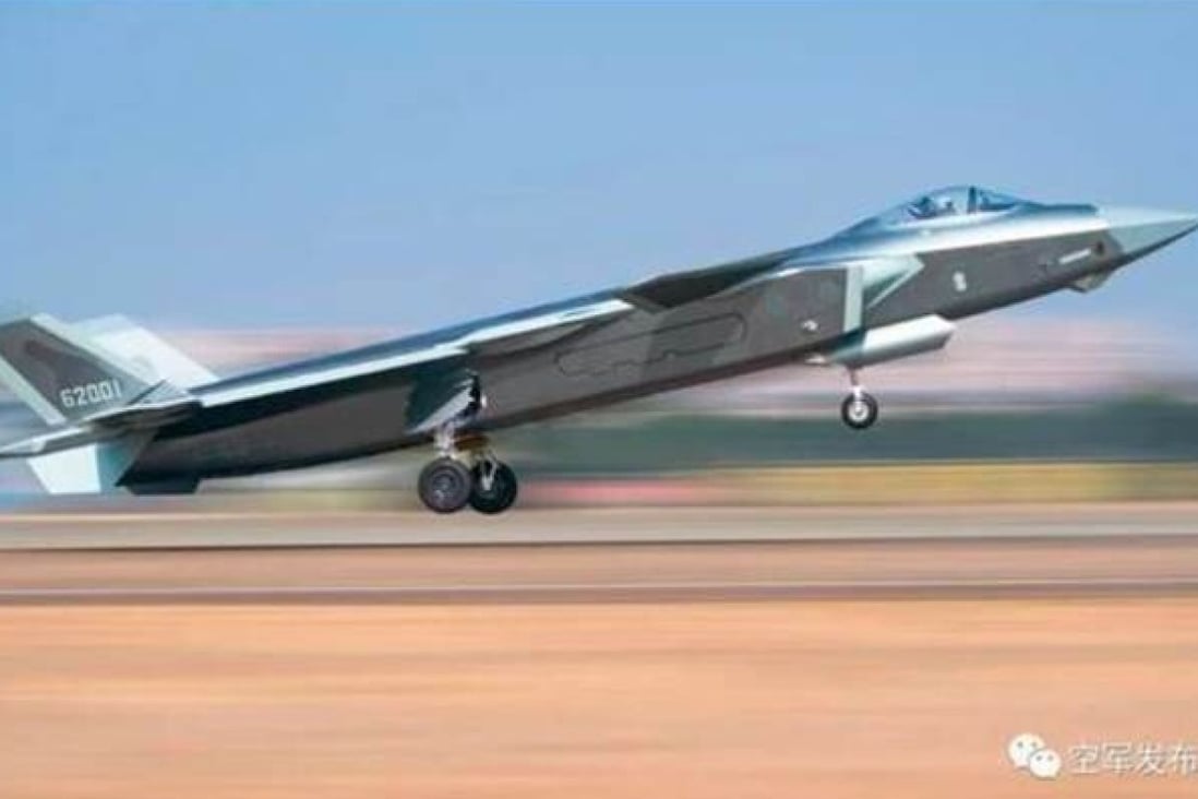 A photograph of a J-20 stealth fighter released by the social media account of the Chinese air force. A Rand Corporation report says the aircraft initially relied on Russian engines that left it underpowered. Photo: PLA Air Force