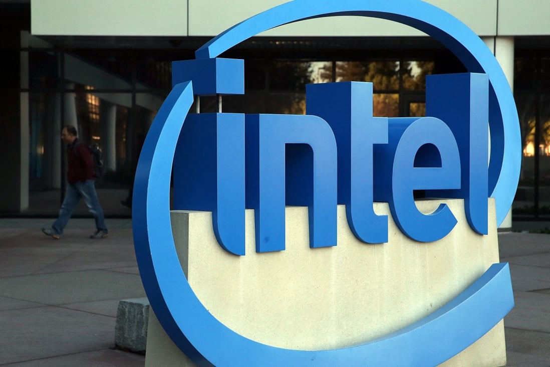 The Intel logo displayed outside of company headquarters in Santa Clara, California, on January 16, 2014. The chip giant is reportedly in talks to buy GlobalFoundries, currently owned by Abu Dhabi sovereign wealth fund Mubadala Investment. Photo: AFP