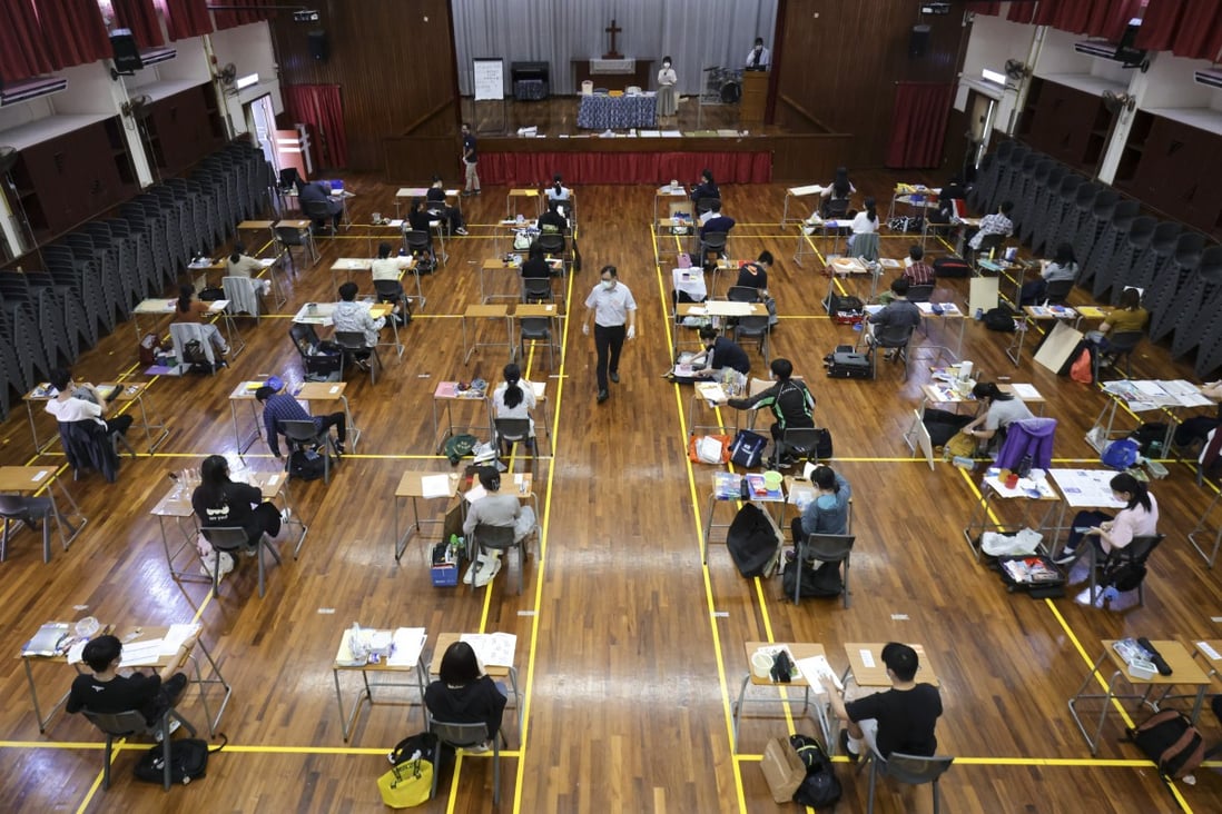 Students sit for their Diploma of Secondary Education exams at a school in Yuen Long earlier this year. Photo: May Tse