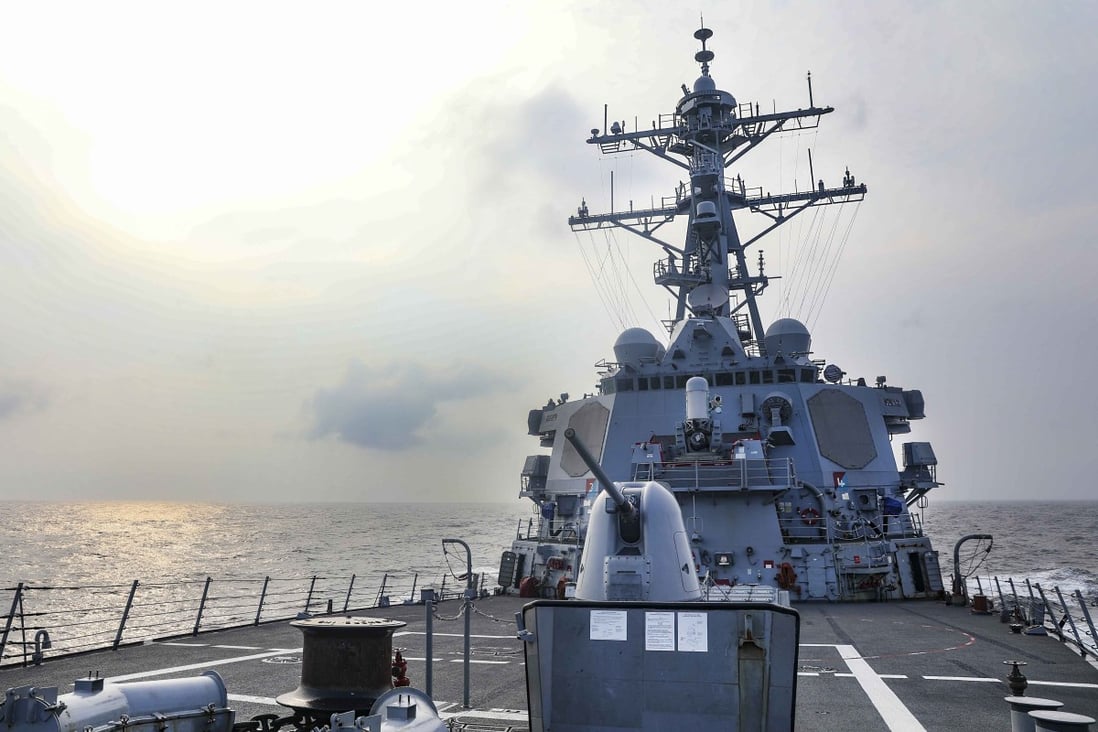 Guided-missile destroyer the USS Benfold sails through the Taiwan Strait on Wednesday. Photo: US Navy