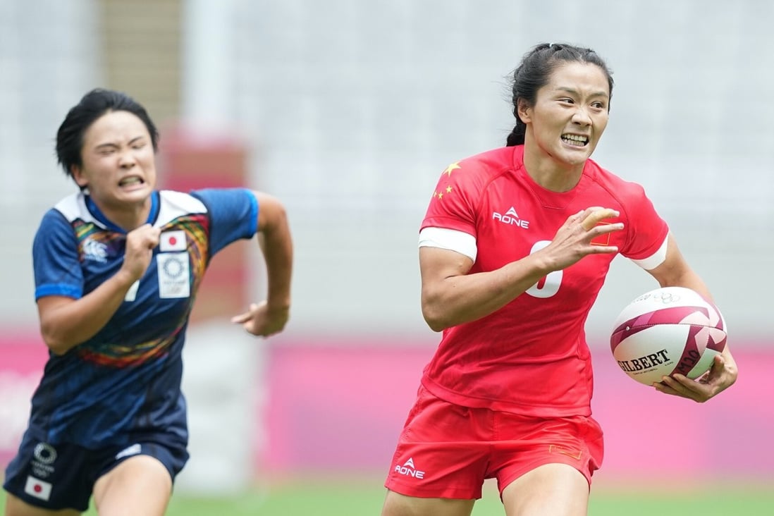 Wang Wanyu of China in a rugby sevens women's pool C match against Japan at the Tokyo 2020 Olympic Games in the Tokyo Stadium in Japan in July. Photo: Xinhua