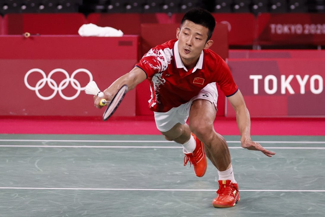 China’s Chen Long of China in action during the Tokyo Olympics. Photo: EPA-EFE