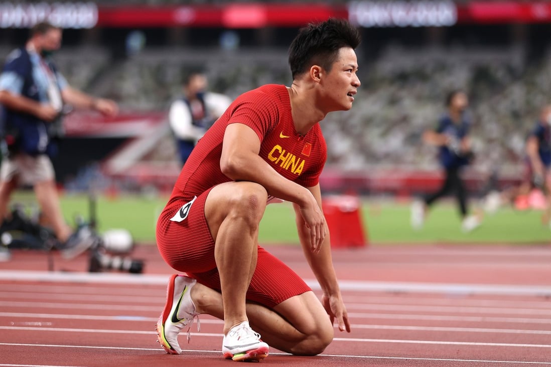 Su Bingtian of China reacts after competing in the men‘s 100m final at the Tokyo 2020 Olympics. Photo: Getty Images