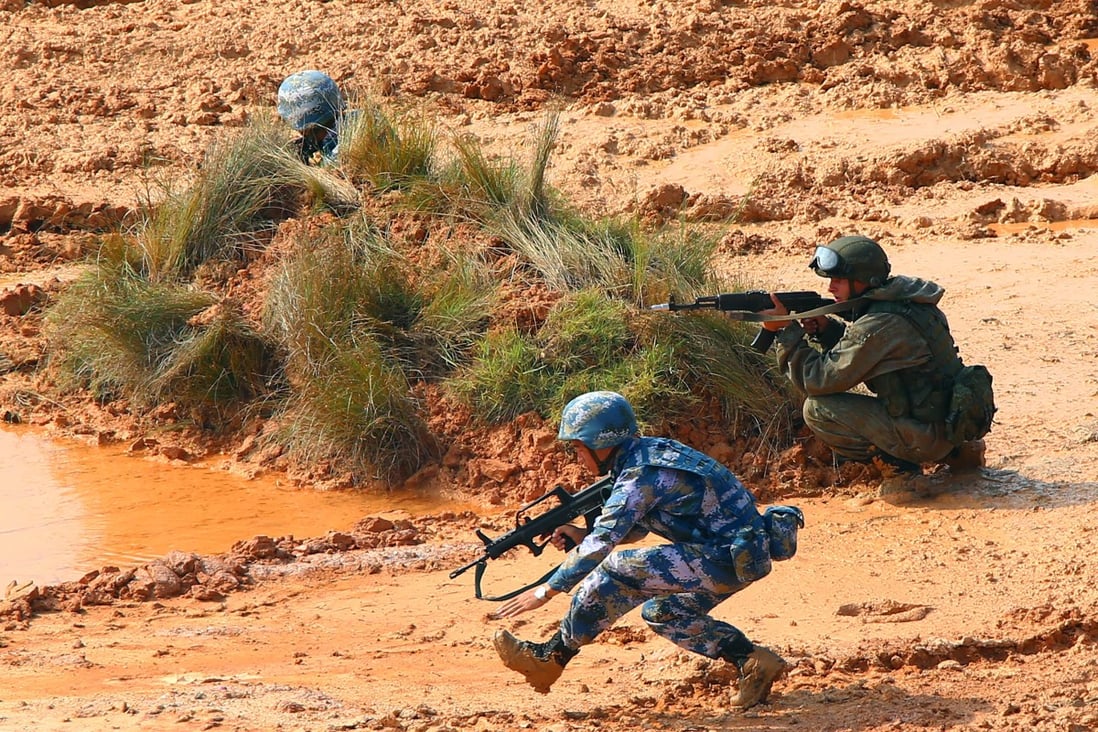 Chinese and Russian marines take part in a drill in Guangdong province in 2016. Thousands of soldiers will join next week’s exercise. Photo: Xinhua