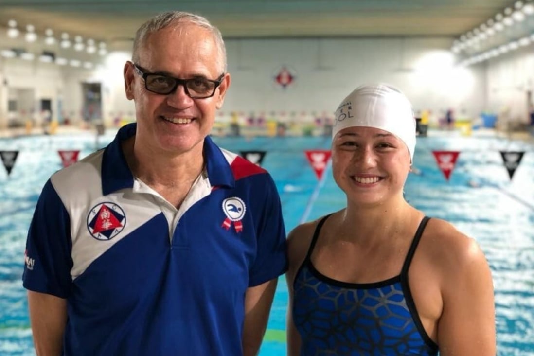 Michael Fasching with Siobhan Haughey in 2019 at the South China Athletic Association in Causeway Bay. Fasching credits good parenting and coaching for helping her win silver in the 100m and 200m freestyle at the Tokyo Olympics. Photo: Handout