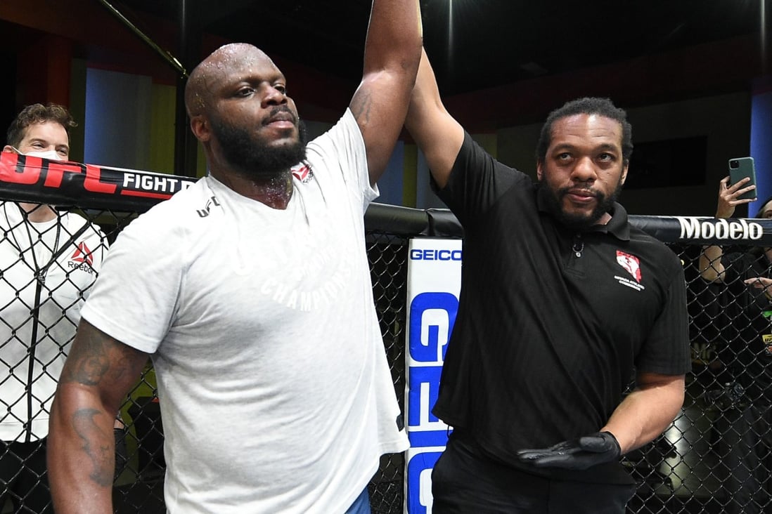Derrick Lewis celebrates after his knockout victory over Curtis Blaydes. Photo: Chris Unger/Zuffa LLC