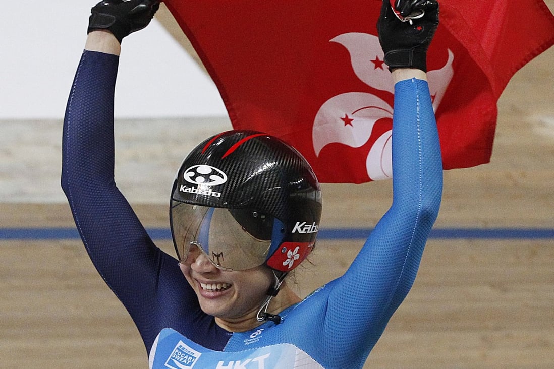 Hong Kong’s 2012 Olympic bronze medallist Sarah Lee Wai-sze after winning the women’s keirin final at the 2019 UCI Track Cycling World Championship in Poland. Photo: AP