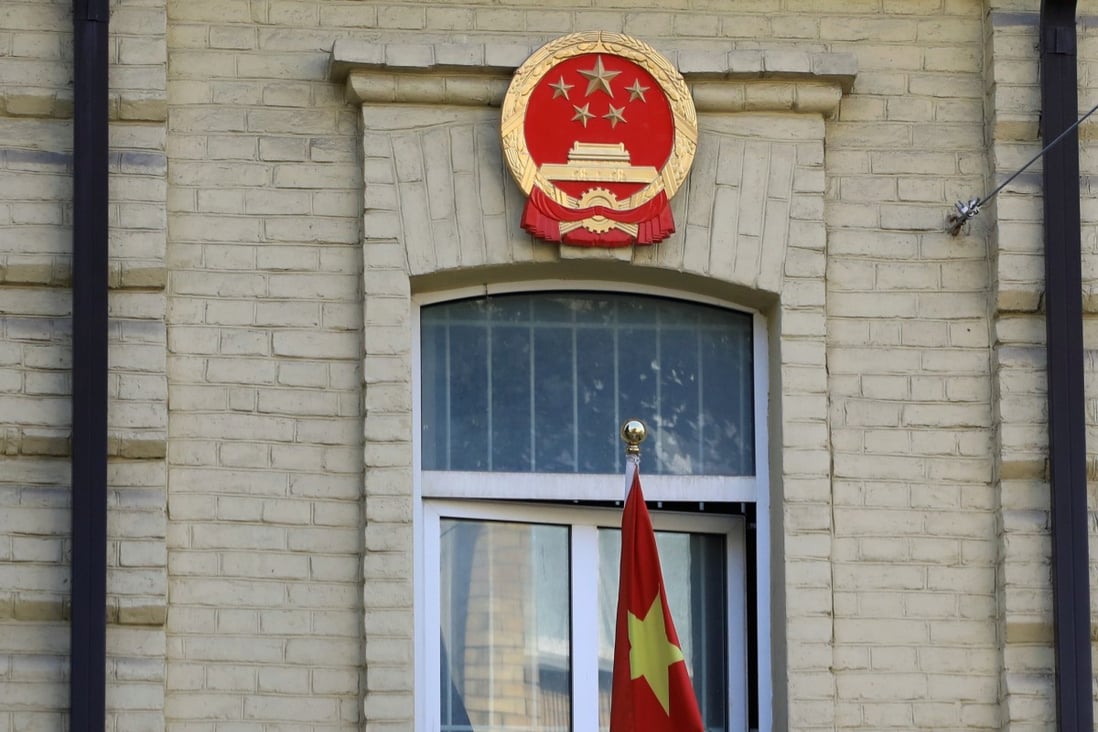 China’s embassy building in Vilnius, Lithuania. Taiwan in July said it would open a diplomatic outpost in the Baltic nation. Photo: EPA-EFE