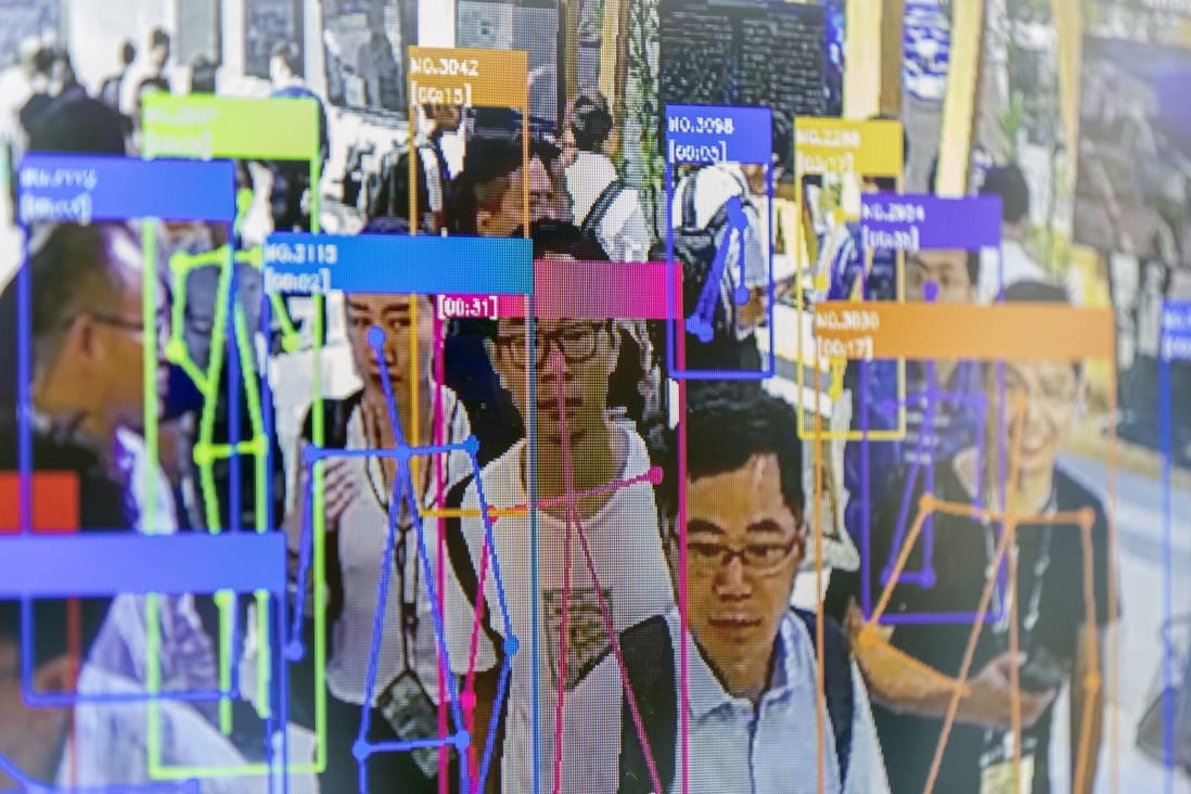 A screen demonstrates facial-recognition technology at the World Artificial Intelligence Conference (WAIC) in Shanghai on Thursday, August 29, 2019. Photo: Bloomberg