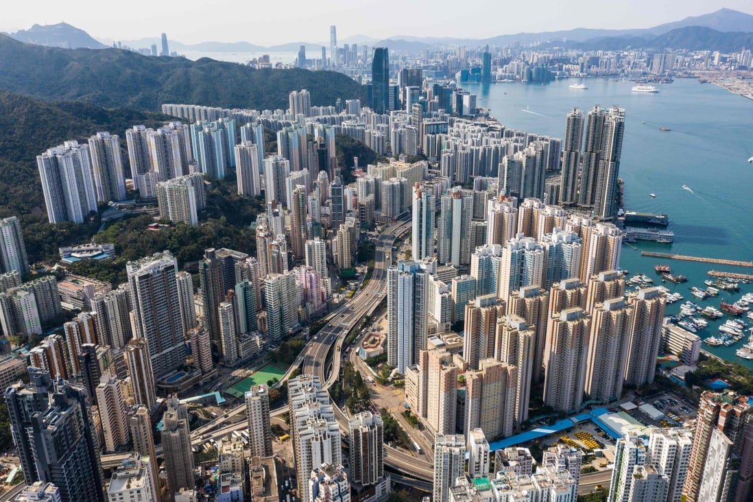 Residential and commercial buildings on Hong Kong Island and Kowloon on February 17, 2020. Photo: AFP