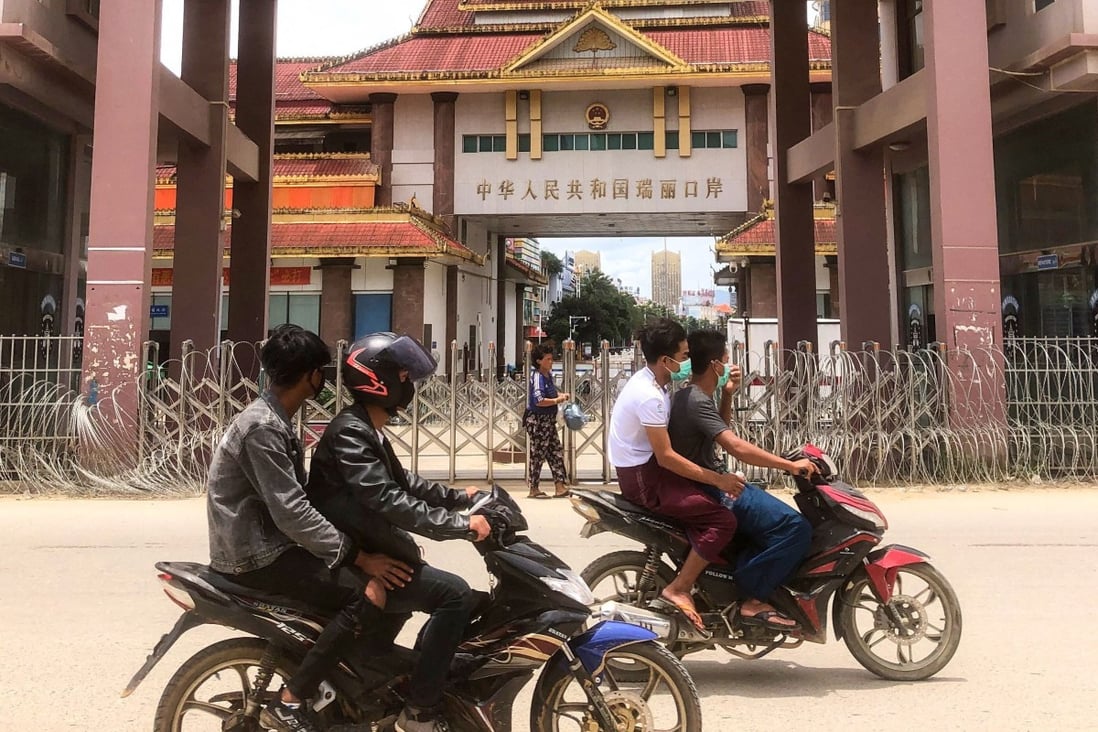 The Chinese border gate near Jiegao seen from the frontier town of Muse in Myanmar. Photo: AFP