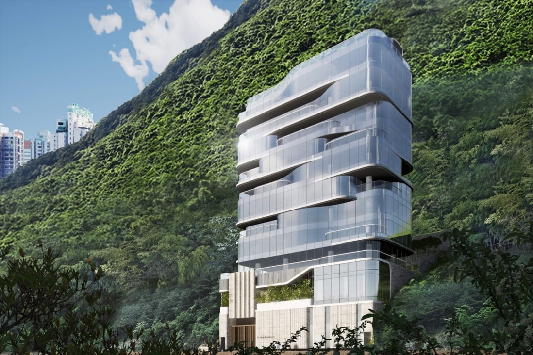 An artist’s impression of Hong Kong’s first vertical mansion at 28 Po Shan Road at Mid-Levels, jointly developed as a turnkey by the casino operator K Wah International and Chuang’s Consortium International. Photo: Handout.