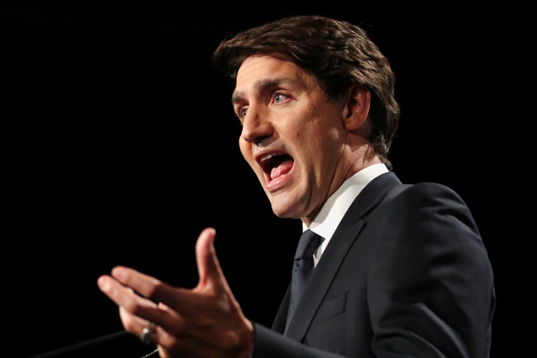 Canada's Liberal Prime Minister Justin Trudeau speaks to the media after the debate. Photo: Reuters