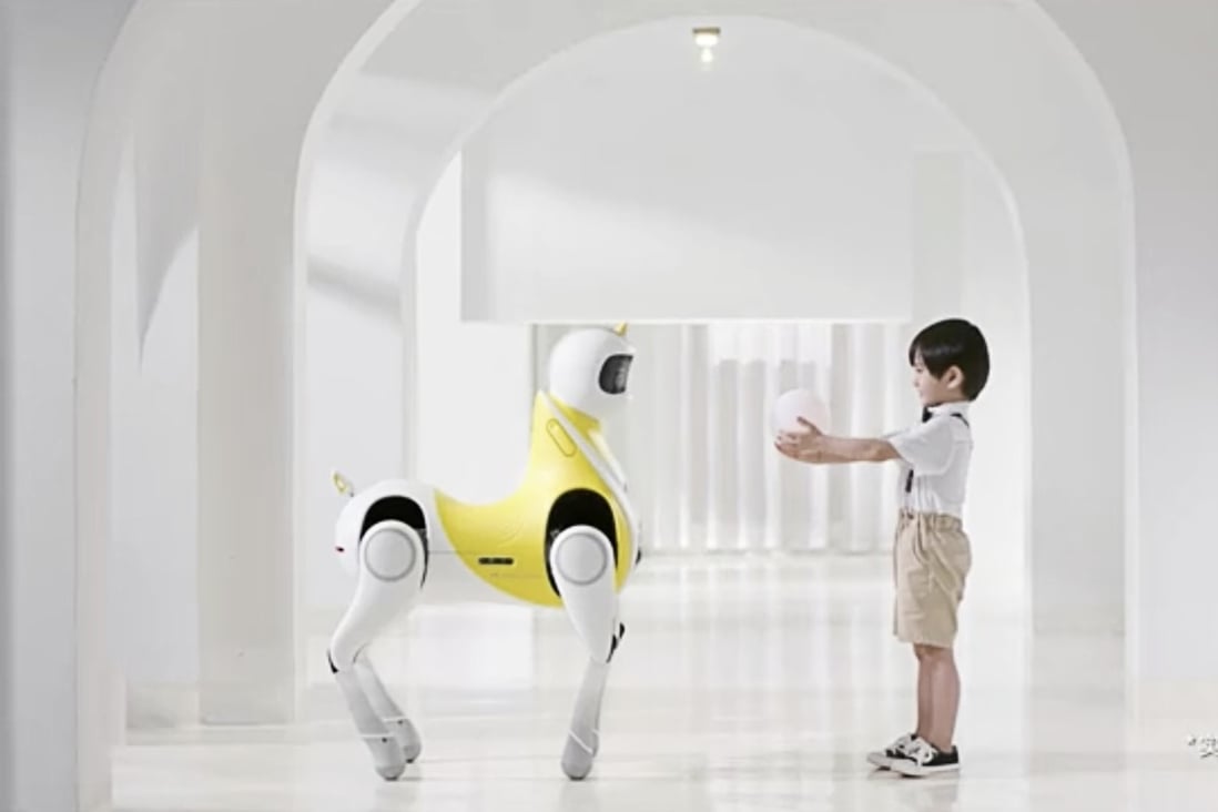 Xpeng Motors on Tuesday unveiled a smart robot pony called Little White Dragon that it hopes will become the first smart vehicle for children. Photo: Handout