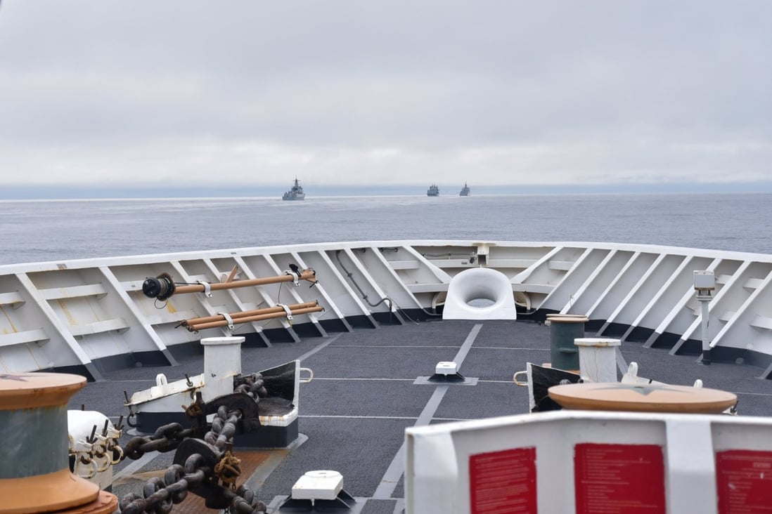 US Coast Guard says a group of Chinese warships, including its most advanced Type 055 destroyer, were spotted sailing in the waters off Alaska late last month. Photo: US Coast Guard