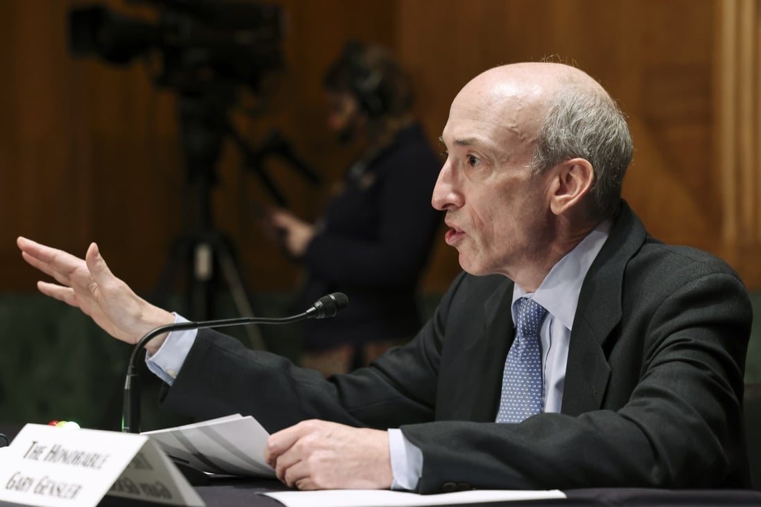 Gary Gensler, chairman of the US Securities and Exchange Commission, speaks during a Senate Banking, Housing and Urban Affairs Committee hearing on Tuesday. Photo: Bloomberg