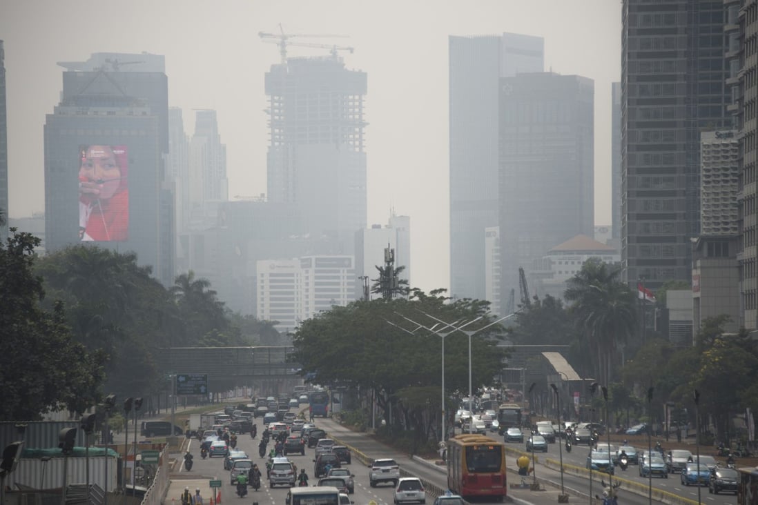 Smog in Jakarta’s city centre in 2018. Photo: AFP