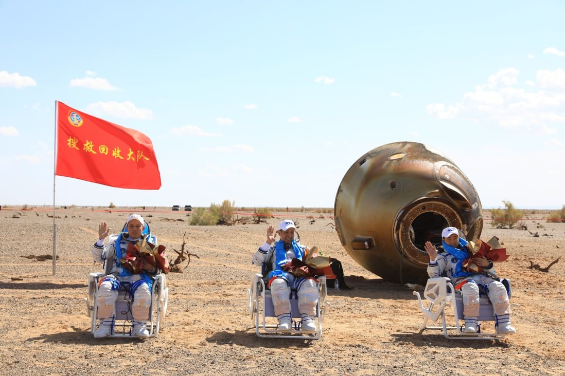 Chinese astronauts return to Earth after three months on a space station. Photo: Xinhua