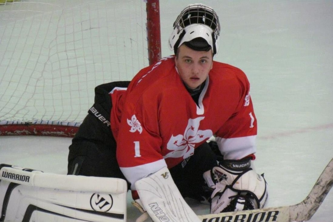 Hong Kong’s Jordan Laroche, seen here suiting up for Hong Kong in 2015 for an international friendly game against China, said even though his career as an ice hockey goalie didn’t pan out, he would do it all over again for the memories with his teammates. Photo: Handout