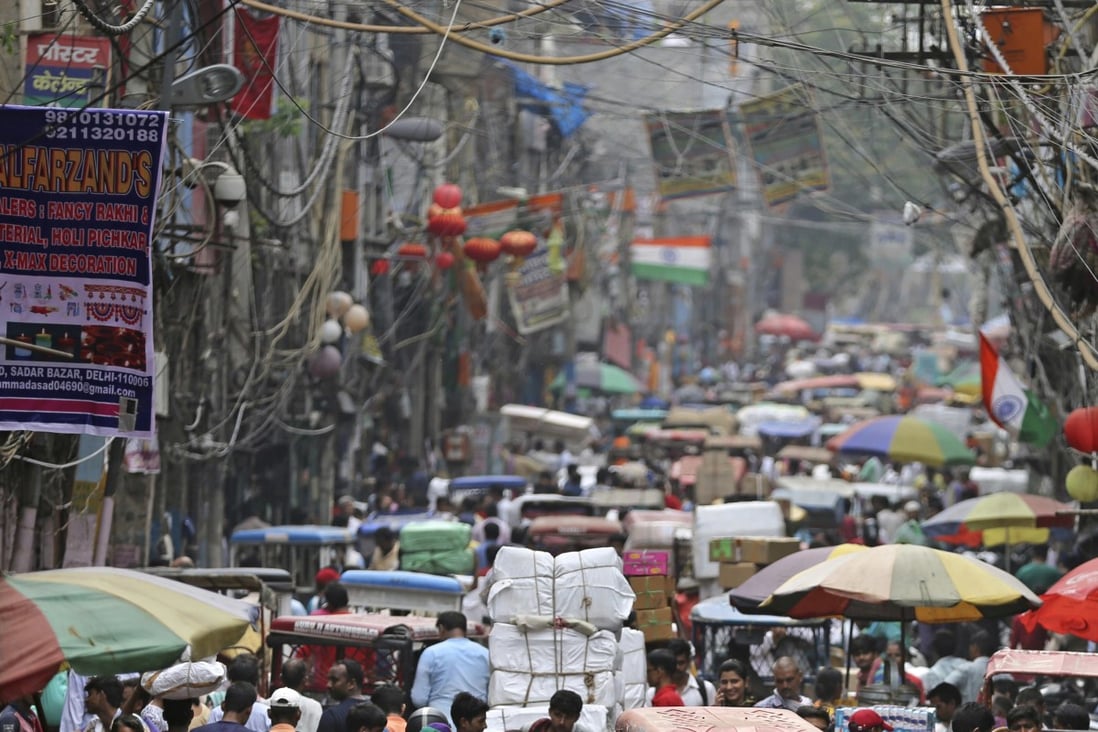 A crowded marketplace in New Delhi. Photo: AP