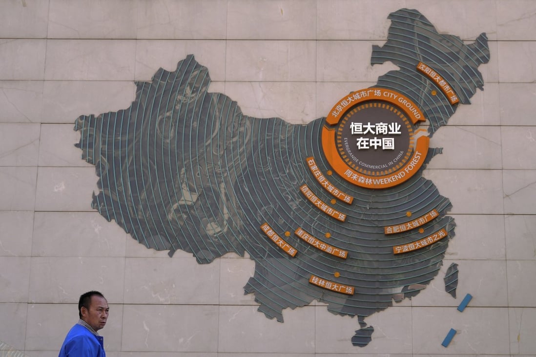A map showing China Evergrande Group’s development projects in Beijing on Tuesday, September 21, 2021. Photo: AP