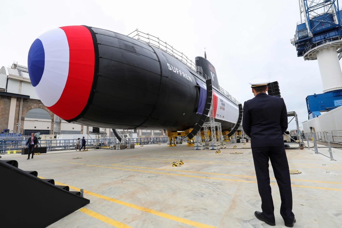A new French nuclear submarine is seen in the Naval Group shipyard in Cherbourg, France in July 2019. Photo: AFP