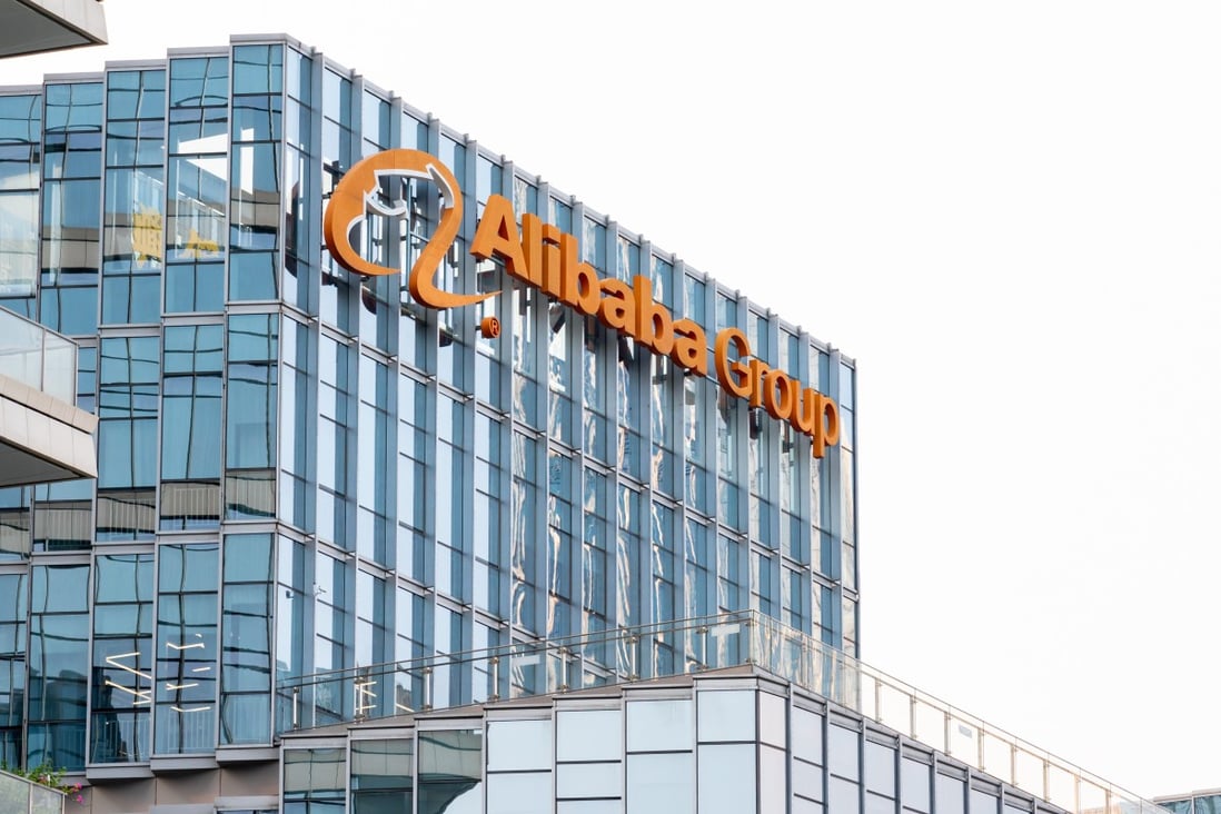 The logo of Chinese technology conglomerate Alibaba seen on top of a skyscraper in Shenzhen, China. (Photo: SOPA Images)