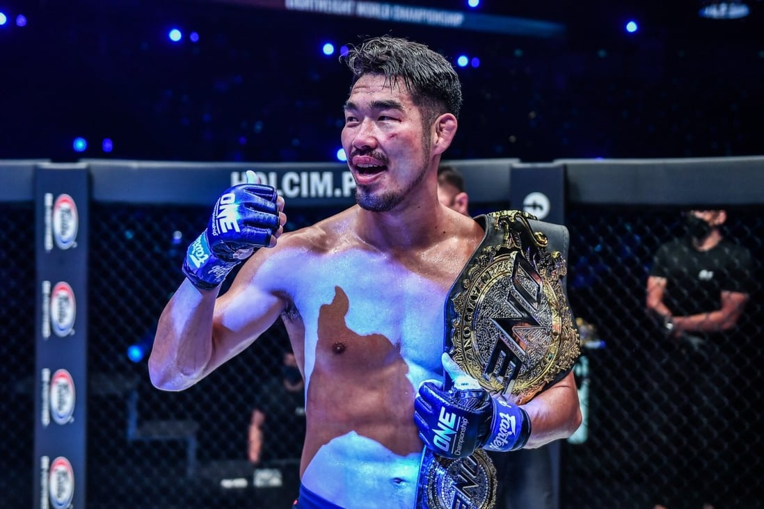 Ok Rae-yoon celebrates after winning the ONE lightweight title. Photos: ONE Championship