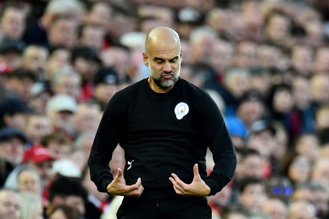 Manchester City manager Pep Guardiola said a member of his backroom staff was spat at by a Liverpool supporter. Photo: Reuters