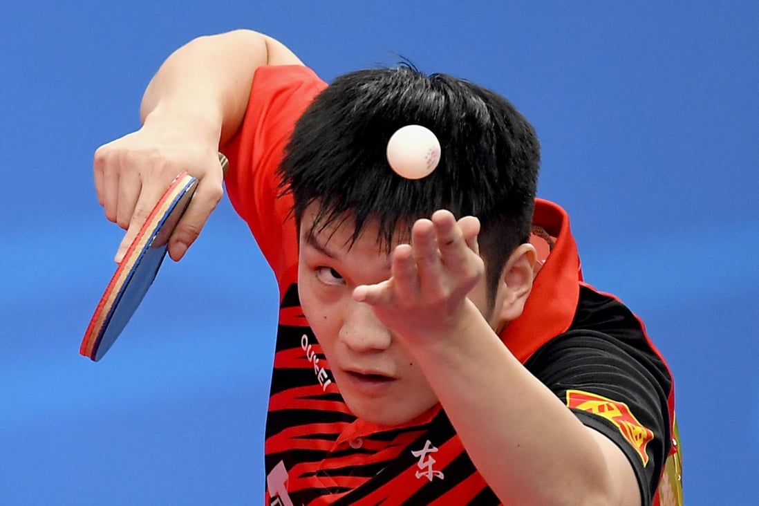 Table tennis player Fan Zhendong in action at the China National Games in Xian. Photo: Xinhua