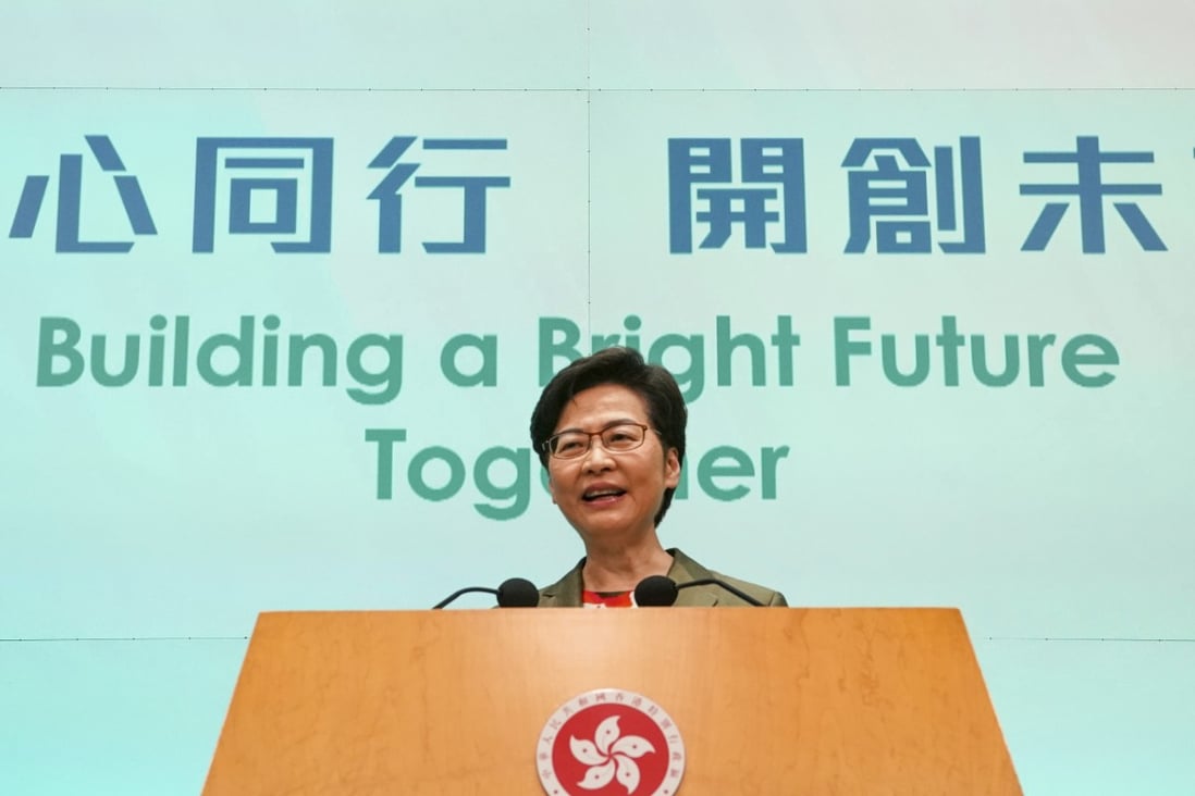 Hong Kong Chief Executive Carrie Lam meets the press after delivering her fifth policy address on Wednesday. Photo: Felix Wong