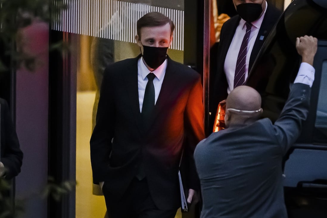 US national security adviser Jake Sullivan leaves his hotel in Zurich on his way to talks with China’s Yang Jiechi on Wednesday. Photo: EPA-EFE