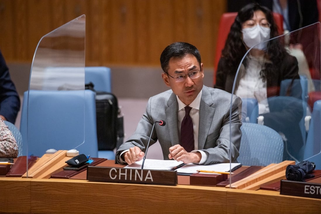 The joint statement was read by Geng Shuang, China’s deputy permanent representative to the UN. Photo: Xinhua