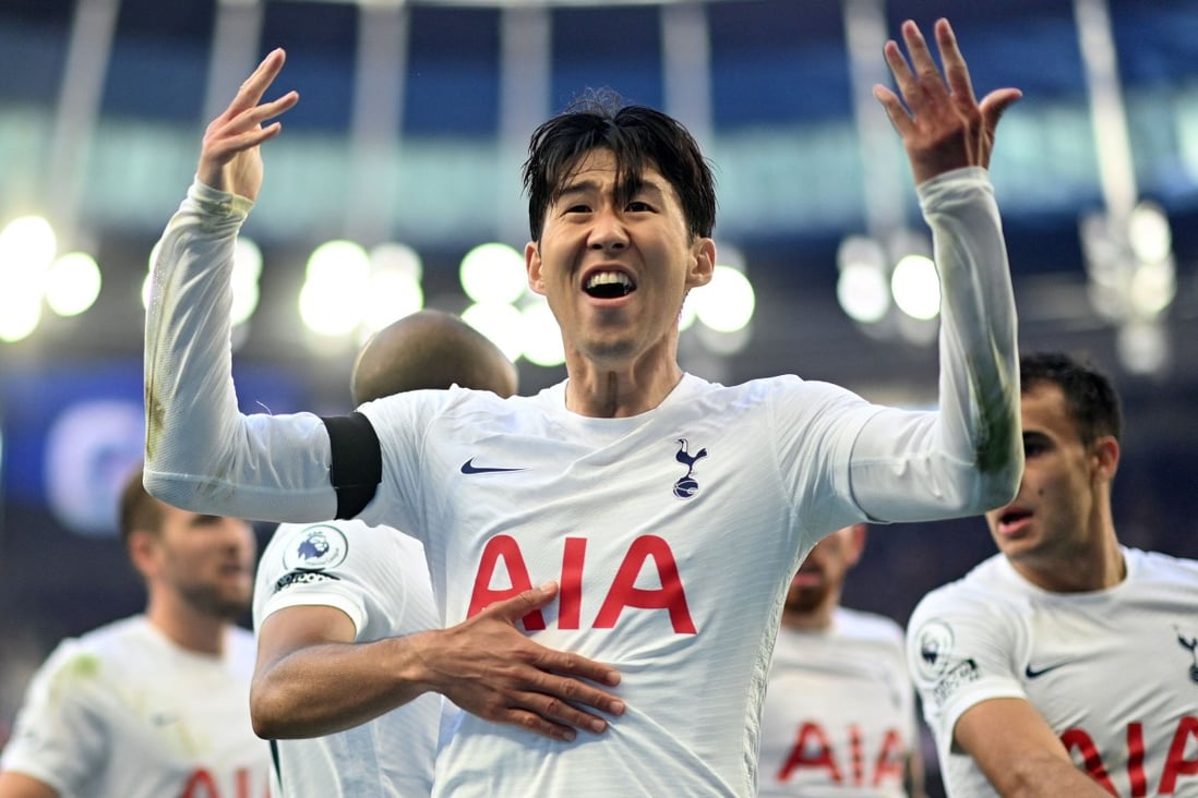 Tottenham Hotspur's South Korean striker Son Heung-Min celebrates after assisting a goal during the side’s 2-1 English Premier League win over Aston Villa at the Tottenham Hotspur Stadium on October 3, 2021. Photo: AFP