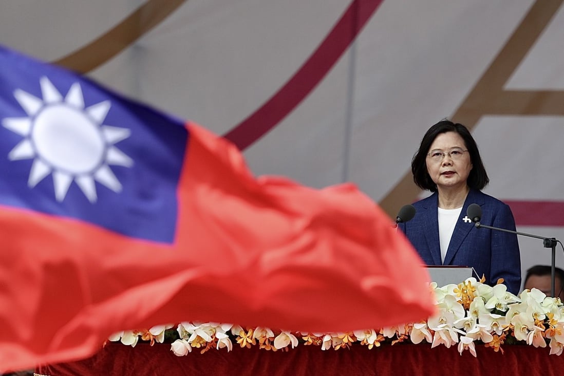 Taiwanese President Tsai Ing-wen makes a speech in Taipei to mark the 110th anniversary of the foundation of the Republic of China. Photo: EPA-EFE