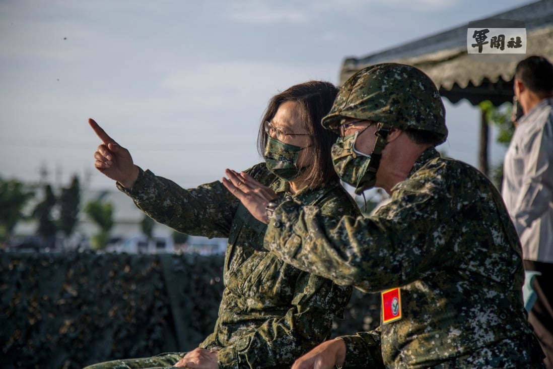 Tsai Ing-wen, pictured at an annual training exercise last month, has seen the number of PLA sorties increase since taking office in 2016. Photo: Handout