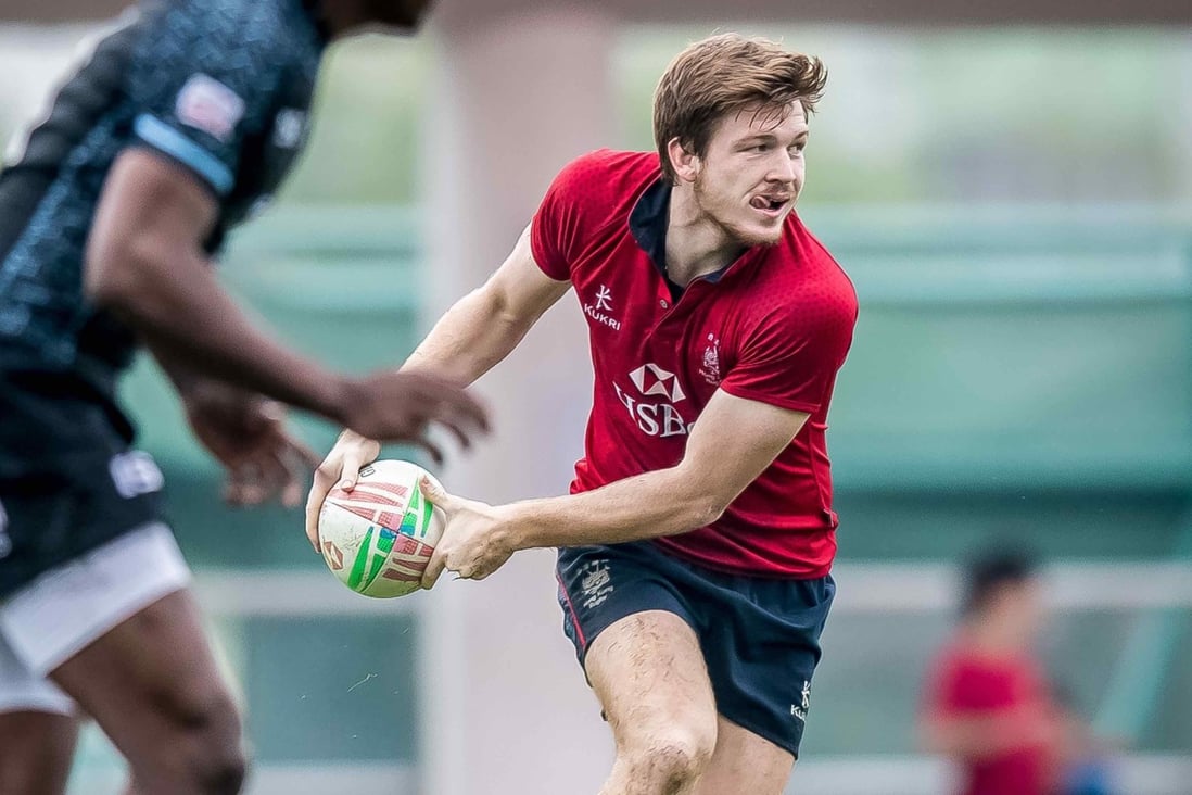 Hong Kong men’s rugby sevens player Liam Herbert in action against Fiji in a friendly match before the 2019 Hong Kong Sevens event. Photo: Ike Images