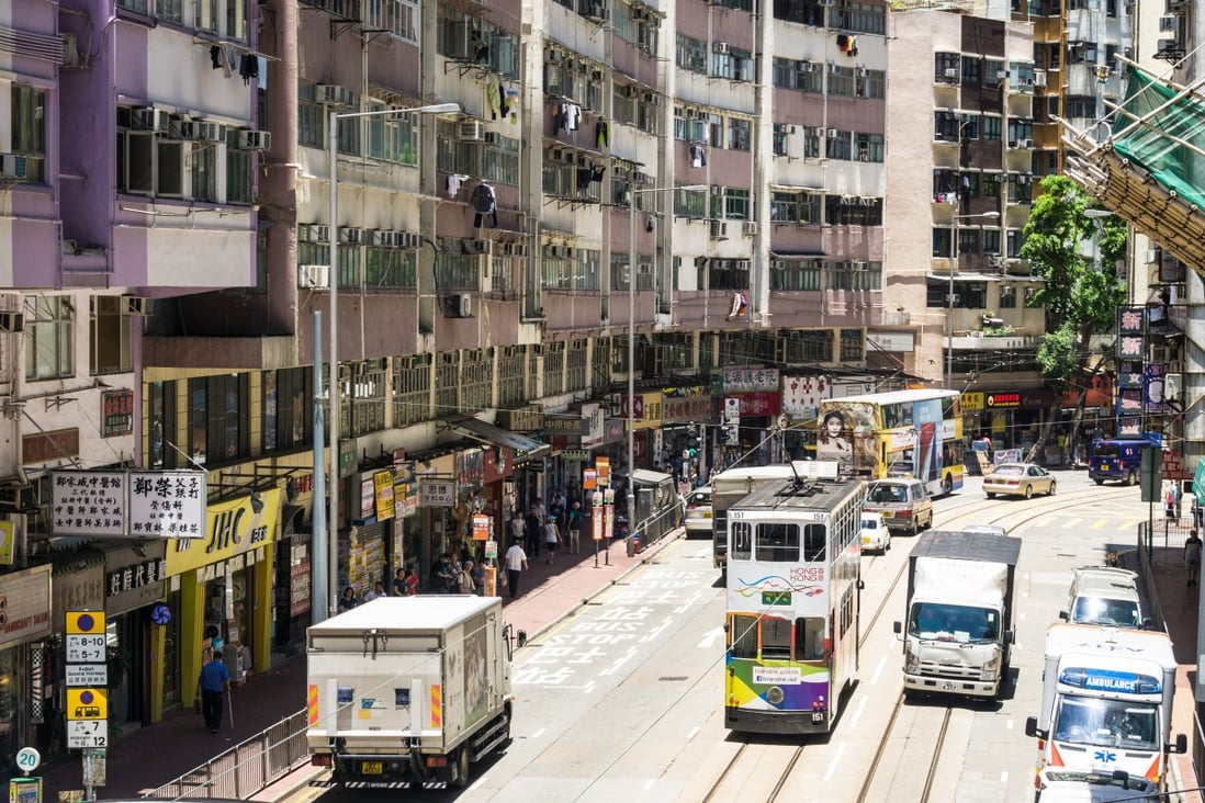 A tram passes along Shau Kei Wan Road in Hong Kong. Photo: Shutterstock