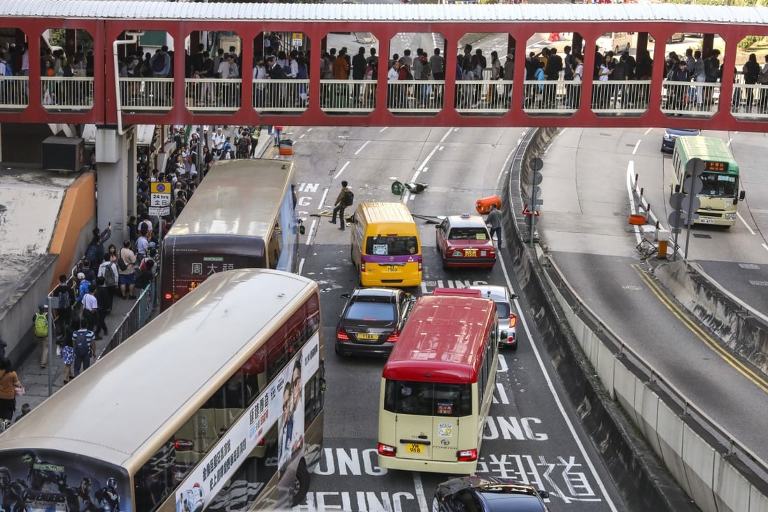 Protesters caused widespread disruption in Hong Kong on November 11, 2019. Photo: K. Y. Cheng