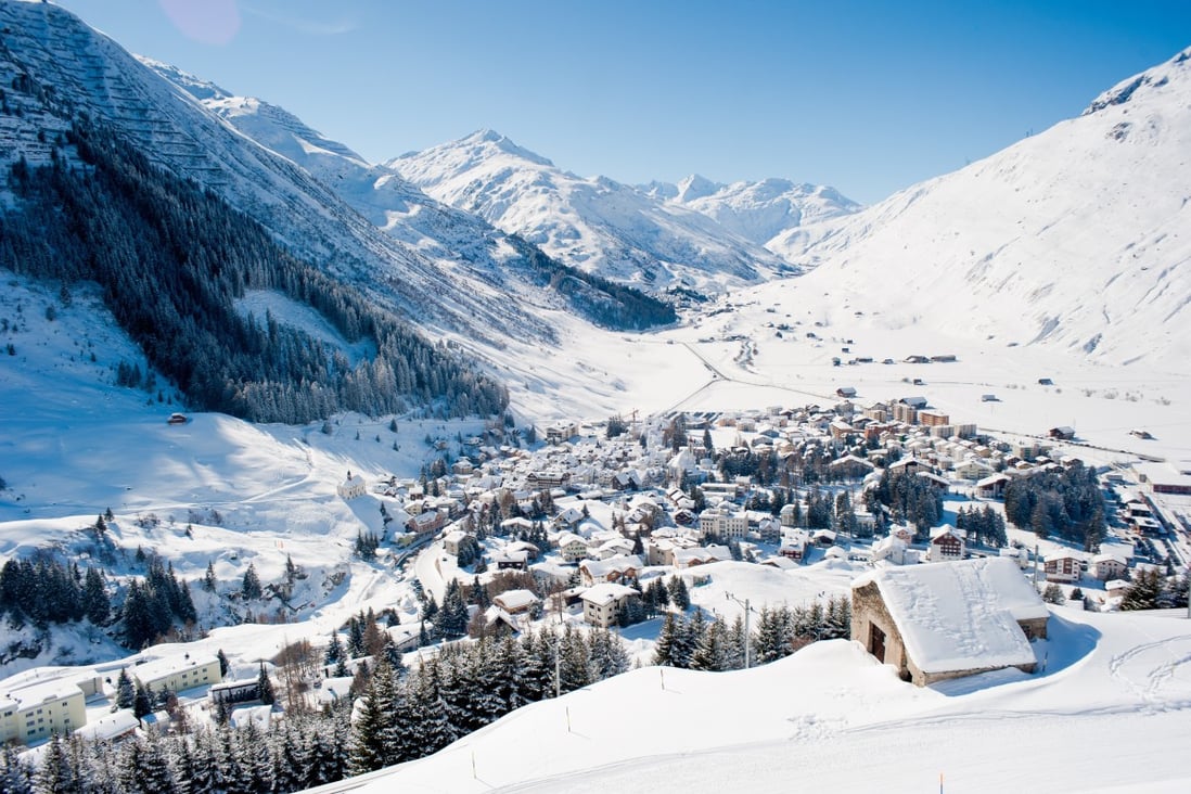 The village of Andermatt in the Urseren Valley in the Swiss Alps in winter. Photo Shutterstock